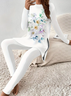 Women's Printing Floral Daily Going Out Two-Piece Set White Casual Spring/Fall Top With Pants Matching Set