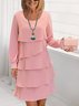 Plain Crew Neck Casual Dress With No