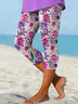 Women's  Elastic Waist H-Line Legging Daily Going Out Pants Purple Casual Printing Floral Summer Pants