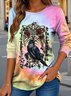 Halloween Women's Abstract Vintage Long Sleeve Crew Neck T-Shirt
