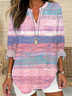 Women's Long Sleeve Blouse Spring/Fall Pink Abstract Printing Cotton-Blend V Neck Daily Going Out Casual Top