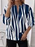 Women's Half Zip Sweatshirt Pattern Stripe Casual Commuter