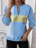 Women's Half-Zip Sweatshirt Striped Patchwork Pattern Casual Commuting