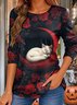 Halloween Women's Abstract Vintage Long Sleeve Crew Neck T-Shirt