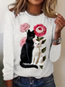 Regular Women's Casual Commuter Round Neck Long Sleeve T-Shirt