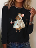 Regular Women's Casual Commuter Round Neck Long Sleeve T-Shirt