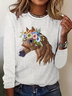 Regular Women's Casual Commuter Round Neck Long Sleeve T-Shirt