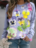 Casual Printing Floral Crew Neck Sweatshirt