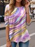 Women's Gradient Graphic Textured T-Shirt Vintage Style