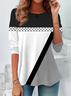 Women's Long Sleeve T-shirt Spring/Fall Gray Abstract Printing Jersey Crew Neck Daily Going Out Casual Top