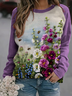 Crew Neck Floral Casual Printing Sweatshirt