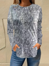 Women's Long Sleeve T-shirt Spring/Fall Gray Abstract Printing Jersey Crew Neck Daily Going Out Casual Top