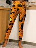 Halloween Women's Casual Slim Fit Leggings Pumpkin Pattern