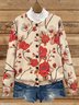 Floral Crew Neck Knitted Vintage Cardigan