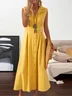 Urban Plain Shirt Collar Maxi Dress