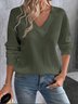 Women's Long Sleeve T-shirt Spring/Fall White Plain Embossed V Neck Dolman Sleeve Daily Going Out Vintage Top