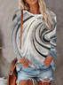 Women's Long Sleeve T-shirt Spring/Fall Gray Abstract Printing Jersey Crew Neck Daily Going Out Casual Top