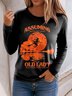 Halloween Women's T-Shirt Graphic Elegant Casual Long Sleeve Crew Neck Regular Top