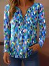 Women's Gradient Color Abstract Pattern T-Shirt Elegant Retro Fashion Long Sleeve V-Neck Regular Fit Top Spring Autumn