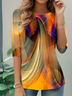 Women's Everyday Graphic T-shirt Elegant Retro Round Neck Long Sleeve Top Spring and Autumn