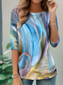 Women's Everyday Graphic T-shirt Elegant Retro Round Neck Long Sleeve Top Spring and Autumn
