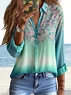 Women's Floral Gradient Pattern Shirt Elegant Long Sleeve Spring and Autumn Tops
