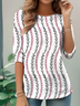 Women's Everyday Graphic T-shirt Elegant Retro Round Neck Long Sleeve Top Spring and Autumn