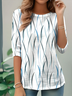 Women's Everyday Graphic T-shirt Elegant Retro Round Neck Long Sleeve Top Spring and Autumn