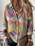Women's Plaid Pattern Shirt Elegant Retro Long Sleeve Spring and Autumn Tops