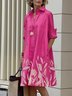 Women's Simple Pattern Shirtdress Elegant Printed Midi Dress