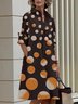 Women's Simple Pattern Shirtdress Elegant Printed Midi Dress