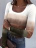 U-Neck Striped Casual T-Shirt