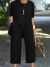 Women's Split Joint Plain Commuting Going Out Matching Outfit Black Casual Spring/Fall Multi-Piece Set Matching Set
