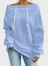 Women's Sweatshirt Striped Pattern Fashionable Everyday Street Off-Shoulder Drawstring Top