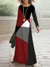 Casual Regular Fit Colorblock Dress With No