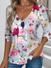Women's Gradient Pattern Art Design Daily Long Sleeve V-Neck T-shirt Spring and Autumn