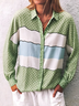 Women's Artistic Polka Dot Stripe Pattern Design Daily Long Sleeve Shirt Spring and Autumn