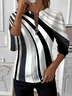 Women's Artistic Stripe Design Everyday Long Sleeve Center Front Zip Sweatshirt