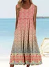 Crew Neck Casual Multicolor Block Dress With No