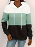 Women's Colorblock Printed Casual Long-Sleeved Hooded Sweatshirt