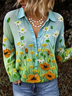 Women's Art Retro Pattern Gradient Design Daily Long Sleeve Shirt Spring and Autumn