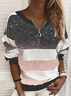 Women's Abstract Print Casual Long Sleeve Zipper Sweatshirt