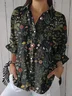 Women's Plant Pattern Mid-Sleeve Shirt Stylish Modern Everyday Beach Weekend