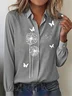 Women's Daily Plant Pattern Long Sleeve Shirt Fashionable Modern Everyday Weekend