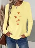 Women's Long Sleeve T-shirt Spring/Fall Yellow Maple Leaf Printing Jersey Crew Neck Daily Going Out Casual Top