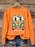 Peace Cat Bus Print Casual Sweatshirt