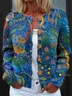 Casual Crew Neck Loose Geometric Cardigan