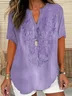 Loose Shawl Collar Cotton Elegant Blouse