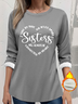 Women's Thickened Pullover Lettering Pattern Casual Comfort Long Sleeve Round Neck Regular Top
