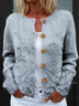 Women's Floral Texture Art Print Buttoned Cardigan Sweater